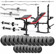 Ławki treningowe - Zestaw Do Ćwiczeń 141Kg Z Ławką Treningową Ph 2132 Sztangą 180 cm, Gryfem 120 cm Łamanym, Obciążeniem 105 Kg I Hantlami - miniaturka - grafika 1