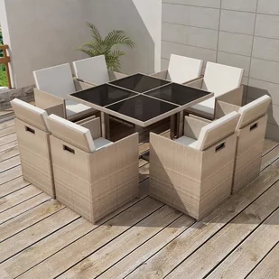 vidaXL 9-cz zestaw mebli ogrodowych z poduszkami rattan PE beżowy 42545 - Meble ogrodowe - miniaturka - grafika 1