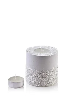 ŚWIECA LAMPION WALEC 120X120 DIAMENT BIAŁY PORCELANA - Świeczniki - miniaturka - grafika 1