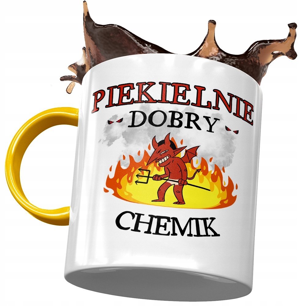 Kubek Żółty Dla Chemika Piekielnie Dobry Chemik z Nadrukiem ze Zdjęciem + Opakowanie na prezent (wzór 04)