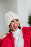 Czapki damskie - Biała czapka wełna 100% WOOLY złamana biel - miniaturka - grafika 1