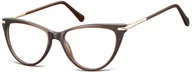 Okulary korekcyjne, oprawki, szkła - Sunoptic Okulary zerówki korekcyjne Kocie Oczy damskie AC1D ciemny brąz - miniaturka - grafika 1