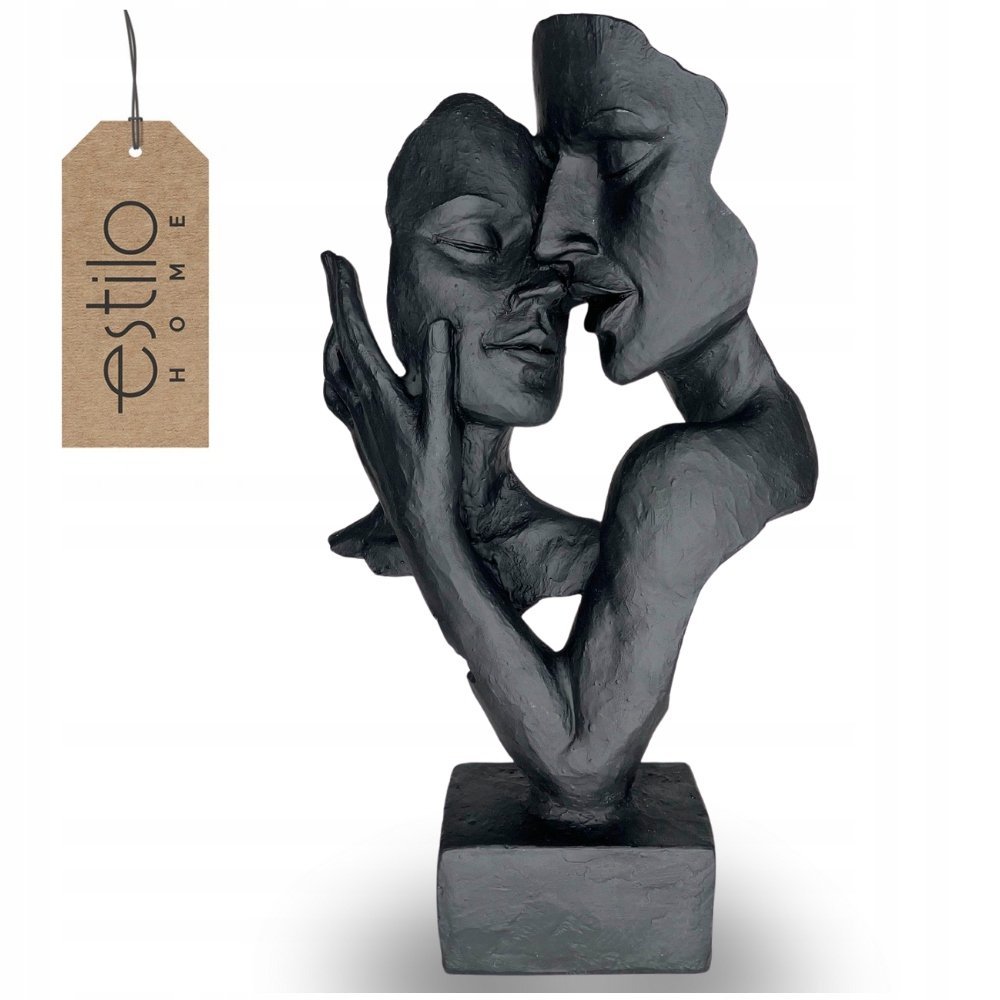 Czarna Figurka Dekoracyjna do Salonu Para Zakochanych Prezent na Rocznicę