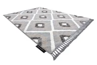 Dywany - Dywan MAROC P651 Romby / biały Frędzle berberyjski marokański shaggy szary 120x170 cm - miniaturka - grafika 1