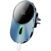 Uchwyty samochodowe do telefonów - USAMS Uchwyt indukcyjny Magnetic Car Wireless Charging 15W do kratki went. szary/grey CD170DZ01 (US-CD170) Usa001024 - miniaturka - grafika 1