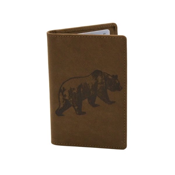 Skórzane etui na dokumenty z niedźwiedziem