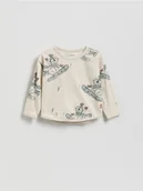 Bluzki dla niemowląt - Reserved - Bawełniany longsleeve z nadrukiem - beżowy - miniaturka - grafika 1