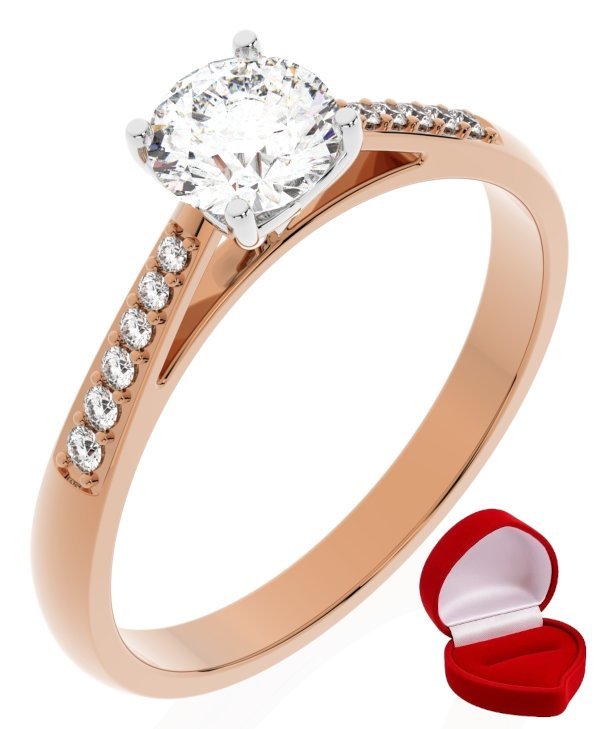 ZŁOTY PIERŚCIONEK ZARĘCZYNOWY 585 14k BRYLANT LAB 0,50 ct RÓŻOWE ZŁOTO R7