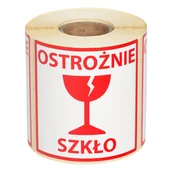 Akcesoria do pakowania - Etykiety naklejki ostrzegawcze, Ostrożnie szkło 100x100mm 500 SZT - miniaturka - grafika 1
