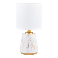 Lampy stojące - Marmurkowa lampka stołowa, biały abażur HS8605-WH z serii STOŁOWA - miniaturka - grafika 1