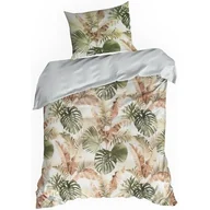 Pościel - Pościel satynowa SPRING 140x200 Eurofirany biała oliwkowa ruda egzotyczne liście - miniaturka - grafika 1