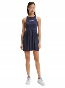 TOMMY HILFIGER SUKIENKA DAMSKA LALA SKATER NAVY rS - Sukienki - miniaturka - grafika 1