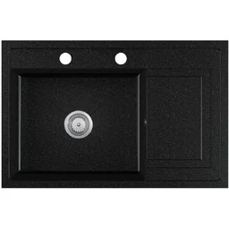 EOS Zlewozmywak granitowy czarny grafit z ociekaczem VIERO - Zlewozmywaki EOS Zlewozmywak granitowy czarny grafit z ociekaczem VIERO - Zlewozmywaki - miniaturka - grafika 1