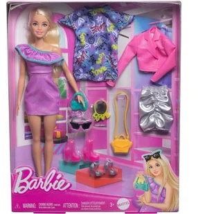 LALKA BARBIE PARTY FASHION ZESTAW Z UBRANKAMI AKCESORIA DODATKI - Lalki dla dziewczynek - miniaturka - grafika 1