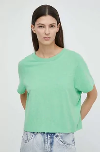 American Vintage t-shirt T-SHIRT MC COL ROND US damski kolor zielony YPA02GE24 - Koszulki sportowe damskie - miniaturka - grafika 1
