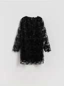 Sukienki i spódniczki dla dziewczynek - Reserved - Sukienka z cekinami - czarny - miniaturka - grafika 1