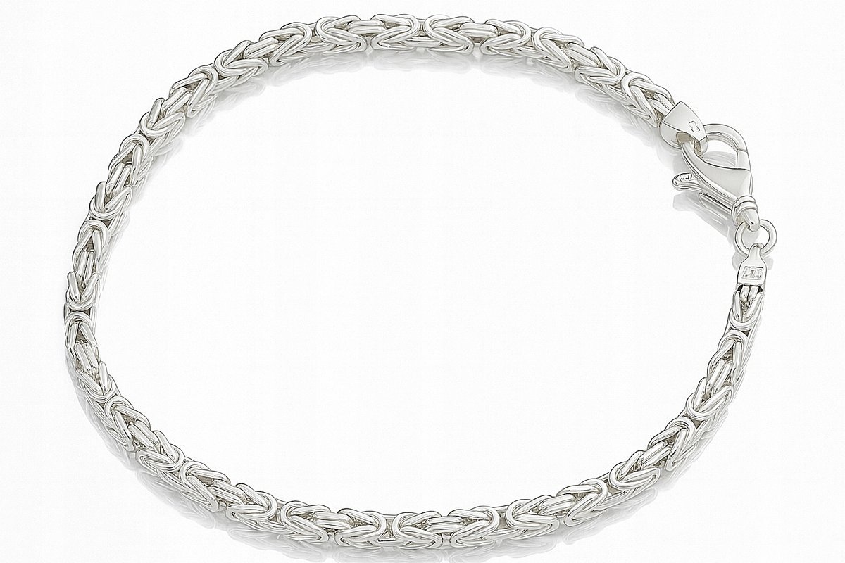 Bransoletka Srebrna Męska Splot Królewski 2,90 mm pr 925 Grawer Gratis