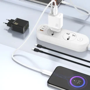Ładowarka Dudao 25W GaN USB-A, USB-C Power Delivery i Quick Charge - Czarna - Ładowarki do telefonów - miniaturka - grafika 1