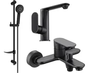 Zestawy baterii łazienkowych - Mexen Milo DF40 zestaw wannowy, czarny - 713053DF40-70 - miniaturka - grafika 1