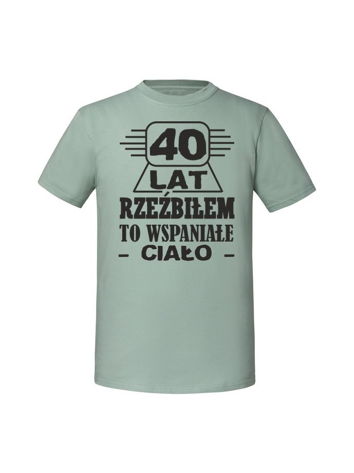 Męska koszulka z nadrukiem - 40 LAT RZEŹBIŁEM Miętowy 3XL