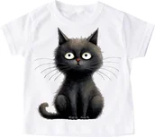 Koszulki dla dziewczynek - Koszulka z kotem dla dziewczynki - miniaturka - grafika 1