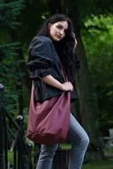 Torebki damskie - Bordowa torba hobo w stylu boho / vegan - miniaturka - grafika 1