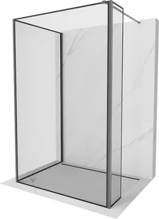 Mexen Kioto ścianka prysznicowa Walk-in 130 x 90 x 30 cm, czarny wzór, gun metal - 800-130-090-221-95-70-030 - Ścianki i drzwi prysznicowe - miniaturka - grafika 1