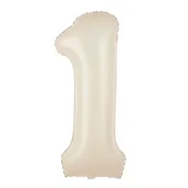 Balony i akcesoria - Balon foliowy cyfra 1 kremowy mleczny duży 100cm - miniaturka - grafika 1