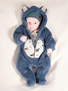 Chłopięcy pajac ocieplany luna niebieski Nicol,r.68 - Pajacyki dla niemowląt - miniaturka - grafika 1