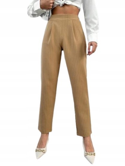 SHEIN SPODNIE DAMSKIE BRĄZOWE ELEGANCKIE NA ZAMEK L Ł6C