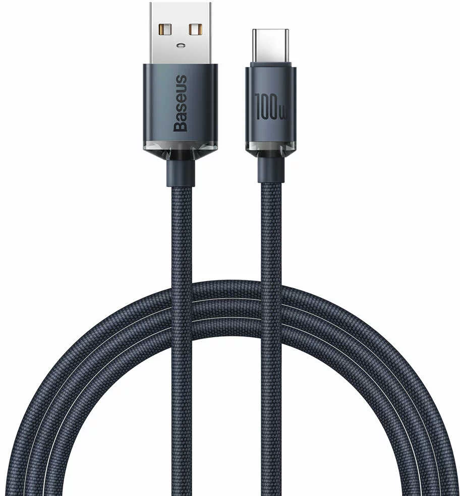 Baseus Crystal Shine Series kabel przewód USB do szybkiego ładowania i transferu danych USB Typ A - USB Typ C 100W 1,2m czarny (CAJY000401) CAJY000401