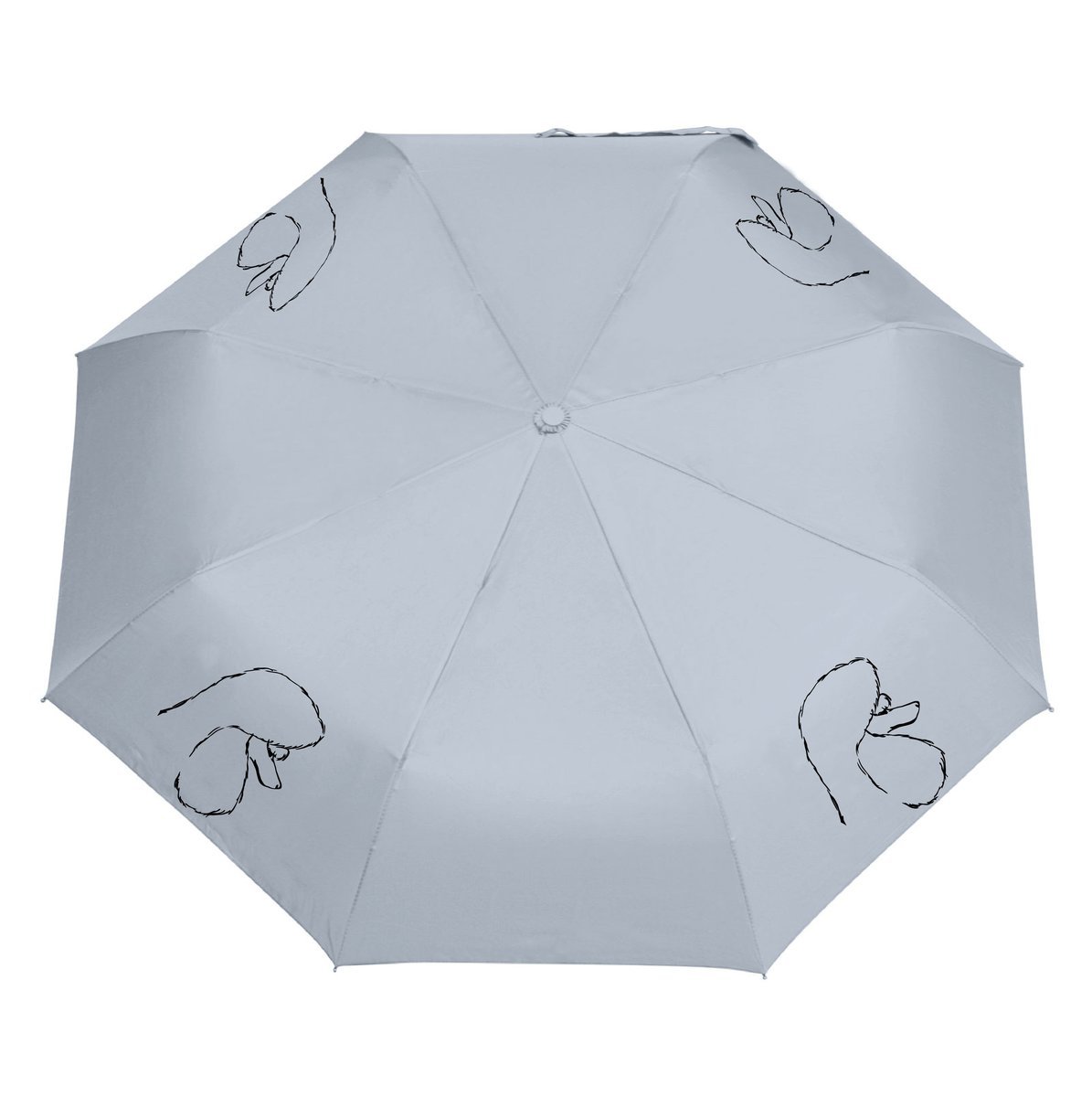 Parasol z Psami Parasolka Pudel Składana, Lekka, Wiatroodporna Szary