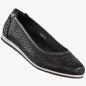 Półbuty damskie - Baleriny Damskie Ekoskóra Buty Półbuty Czarne Sergio Leone 21322 38 - miniaturka - grafika 1