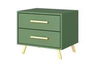 Szafki nocne - Szafka nocna Albello Szafka nocna Blame Szafka nocna do sypialni Szafka do sypialni butelkowa zieleń zielone złote okucia 54x41x48 - miniaturka - grafika 1