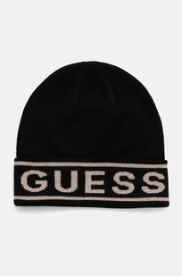 Guess czapka z domieszką wełny LOGO BEANIE kolor czarny z cienkiej dzianiny M4BZ06.Z3H82 - Czapki męskie - miniaturka - grafika 1