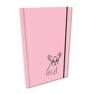 Szkolne artykuły papiernicze - Bee-bee Notes A5 z gumką gładki Soft Touch Buldog różowy - miniaturka - grafika 1
