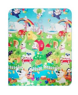 Mata edukacyjna dla dzieci składana zwierzątka owoce cyferki 180 x 148,5 cm - Maty edukacyjne - miniaturka - grafika 1