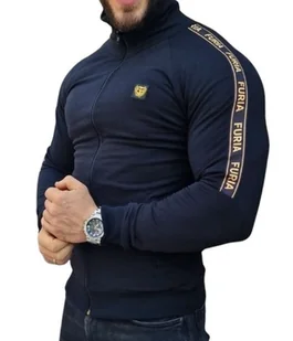 Bluza męska rozpinana czarna złote logo Furia - Bluzy męskie - miniaturka - grafika 1