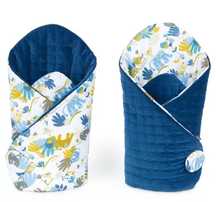 MAMO-TATO Rożek niemowlęcy dwustronny velvet PREMIUM - Sawanna niebieska / granatowy - Rożki i beciki - miniaturka - grafika 1