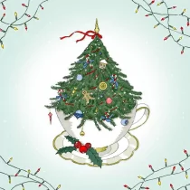 Swarovski Clear Creations Karnet okolicznościowy Boże Narodzenie, Choinka w filiżance - Kartki okolicznościowe i zaproszenia - miniaturka - grafika 1