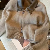 Swetry damskie - TEMU Kardigan Damski z Eleganckim Kołnierzem na Zapięcie – Miękka, Dwurzędowa Sweterka w Jednolitym Kolorze, Pranie Ręczne, Modny Dodatek do - miniaturka - grafika 1