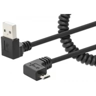 Kable USB - MANHATTAN Coiled USB-A to Micro-USB Charging Cable Male/Male 1m 3ft. Tangle-Resistant Angled Plugs No Data Transmission Black - miniaturka - grafika 1