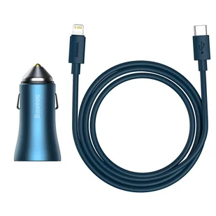 Baseus Golden Contactor Pro szybka ładowarka samochodowa USB Typ C / USB 40 W Power Delivery 3.0 Quick Charge 4+ SCP FCP AFC + kabel USB Typ C - Lightning niebieski (TZCCJD-03) - Kable USB - miniaturka - grafika 12