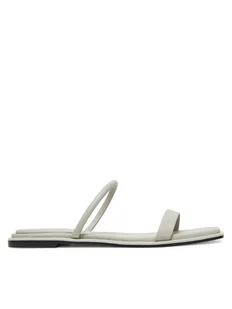 Calvin Klein Klapki Flat Sandal Squared 2-Bar Lth HW0HW02532 Beżowy - Klapki i japonki damskie - miniaturka - grafika 1