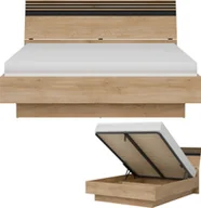 Łóżka - Łóżko 180x200 z pojemnikiem i stelażem Lamele Dąb Cremona Czarny FERRO FE18 - miniaturka - grafika 1