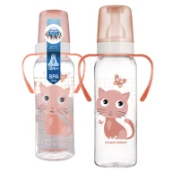 Butelki dla niemowląt - CANPOL BABIES BUTELKA WĄSKA Z UCHWYTEM 250ml CUTE ANIMALS +12m - miniaturka - grafika 1