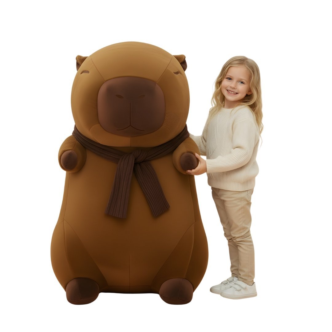 Duża Maskotka Pluszak Poduszka Zabawka Kapibara z szalikiem 90cm