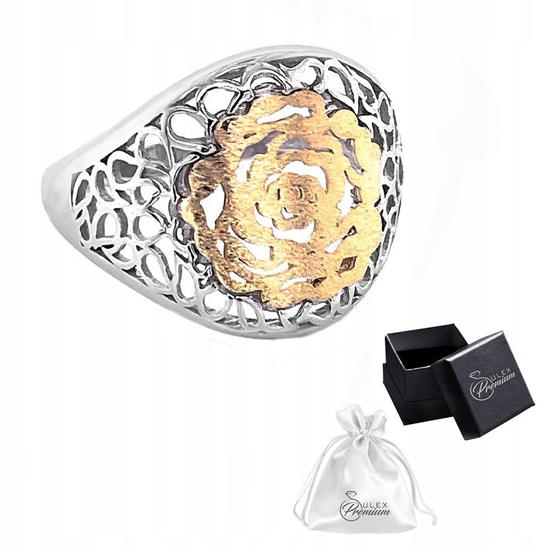 Pierścionek srebrny pr. 925 Elegancki Rodowany Pierścionek z Różą r. 15