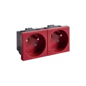 Kanały kablowe - Hager polo tehalit.GB-EG Gniazdo z/u 33st podwójne 45x45mm bezhalogenowe czerwone EER2333020 EER2333020 - miniaturka - grafika 1