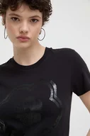 Koszulki sportowe damskie - Vans t-shirt bawełniany damski kolor czarny - miniaturka - grafika 1